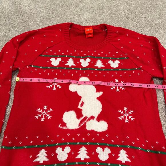 Disney‎ Women's Christmas Mickey Crewneck Sweater in Red Size Medium - Picture 6 of 7